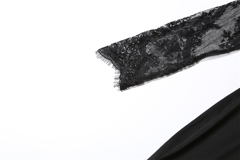 Long sleeve lace patchwork v neck maxi dress  | Festival Outfits Women