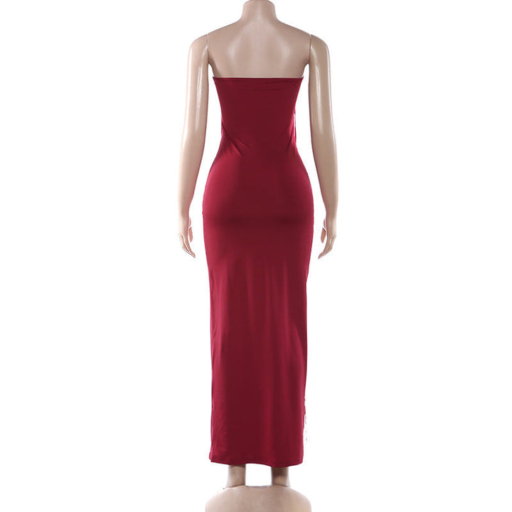 Sweetheart neck tassels backless tube maxi dress  | Festival Outfits Women