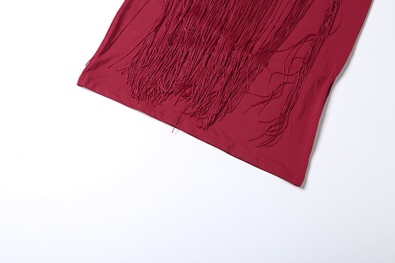 Sweetheart neck tassels backless tube maxi dress  | Festival Outfits Women