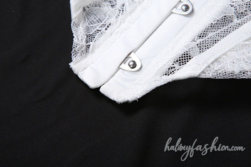Lace ruched off shoulder self tie solid top