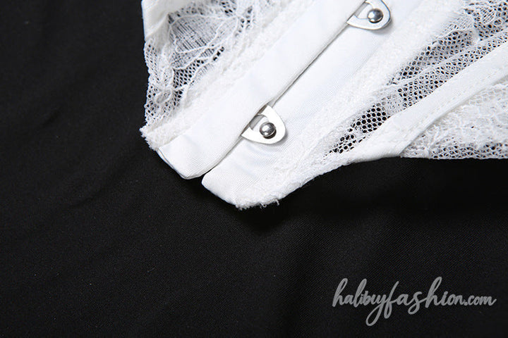 Lace ruched off shoulder self tie solid top