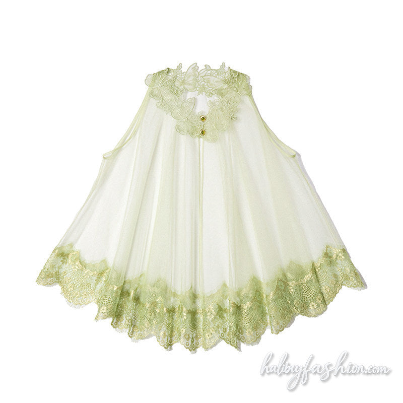 Lace hem mesh see through sleeveless top