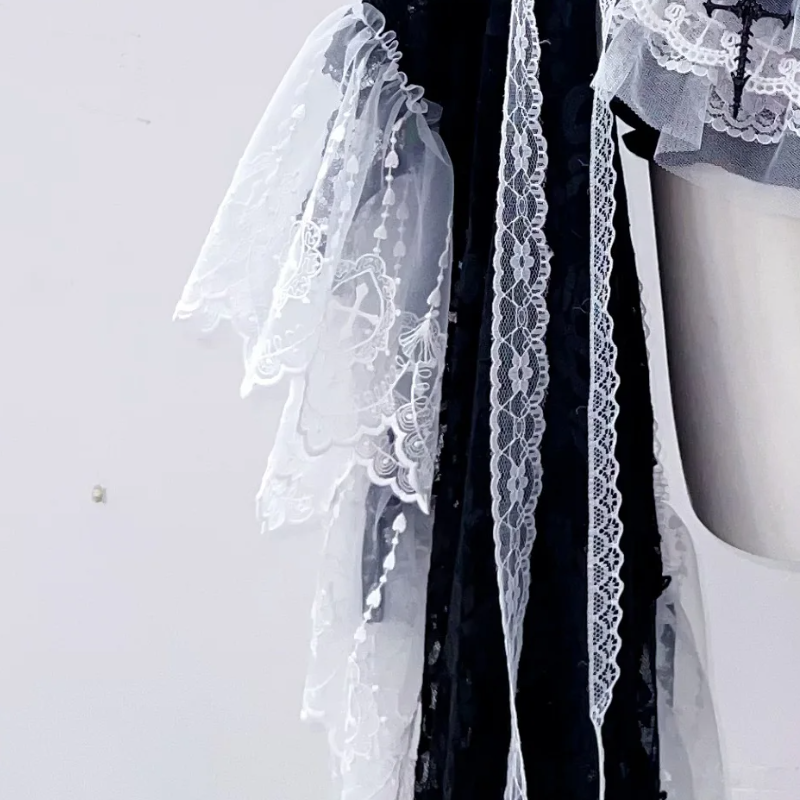 Long flared sleeve bowknot lace hem mini skirt set  | Festival Outfits Women