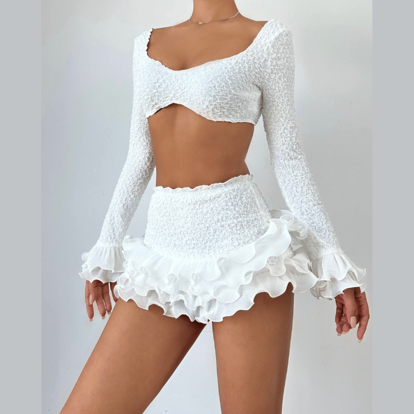 Ruffle irregular solid mini skirt  | Festival Outfits Women