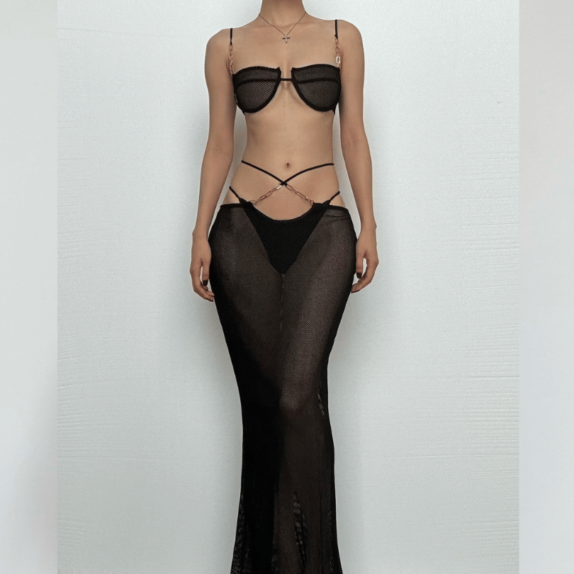 Siket ɗin siket mai ƙulli mai kyau da aka yi da cami maxi | Kayan Biki na Mata