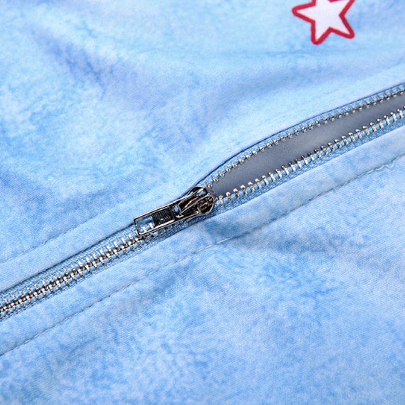 Zip-up long sleeve pocket "22" pattern pant set  | Festival Outfits Women