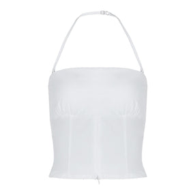 Halter backless ruched solid tube top  | Festival Outfits Women