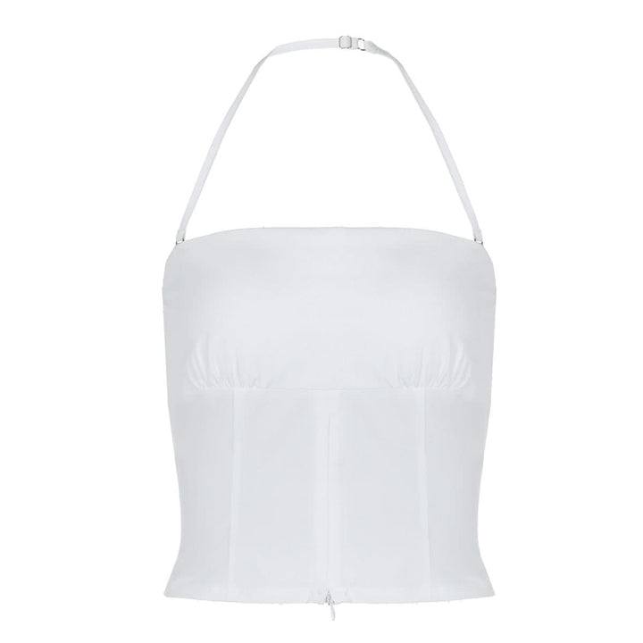 Halter backless ruched solid tube top  | Festival Outfits Women