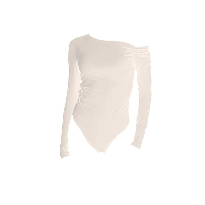 One shoulder long sleeve solid bodysuit  | Festival Outfits Women