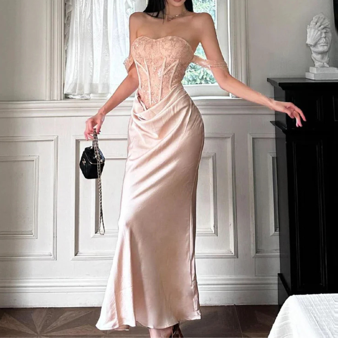 Sweetheart neck off shoulder corset lace maxi dress  | Festival Outfits Women
