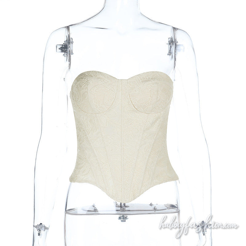 Sweetheart neck corset smocked tube top
