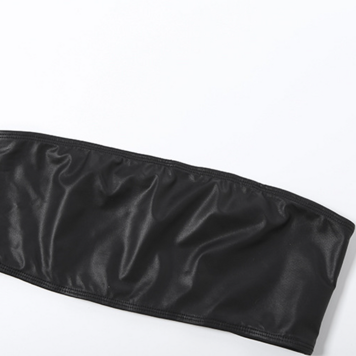 Long sleeve PU leather medium rise pant set  | Festival Outfits Women