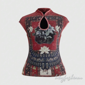 Hollow out cap sleeve flower print top