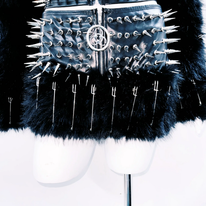 Long sleeve v neck rivet fluffy zip-up coat top  | Festival Outfits Women