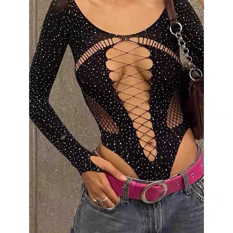 Long sleeve hollow out off shoulder pleated mini skirt set  | Festival Outfits Women