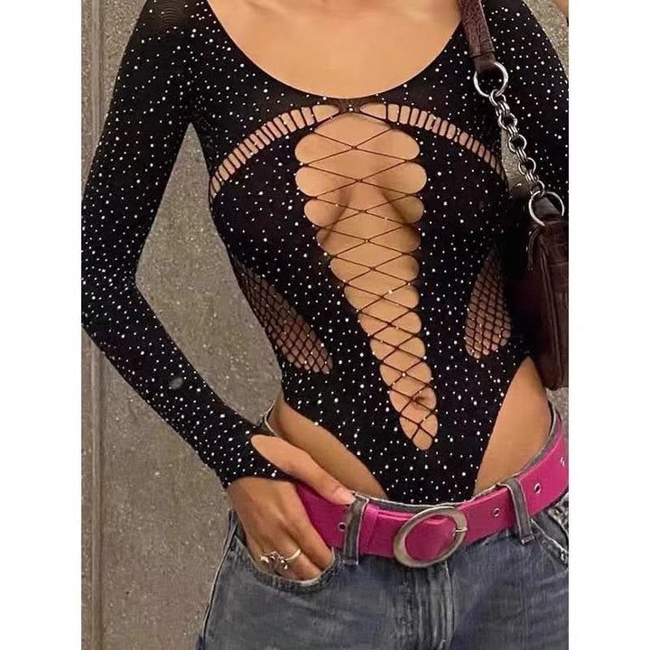 Long sleeve hollow out off shoulder pleated mini skirt set  | Festival Outfits Women