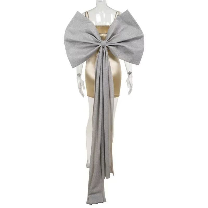 Bowknot applique glitter cami mini dress  | Festival Outfits Women