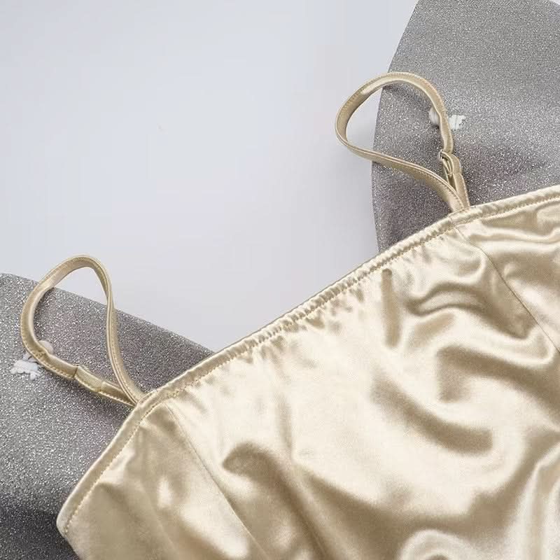 Bowknot applique glitter cami mini dress  | Festival Outfits Women