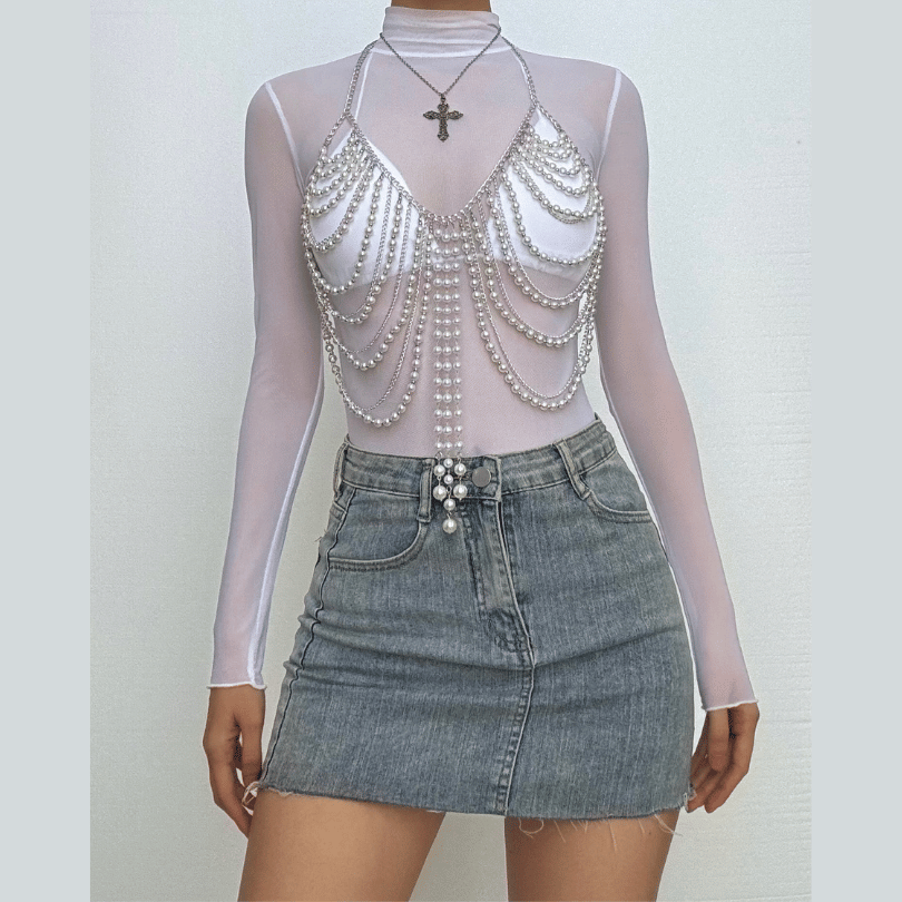 Halter hollow out beaded crop cut out top  | Festival Outfits Women