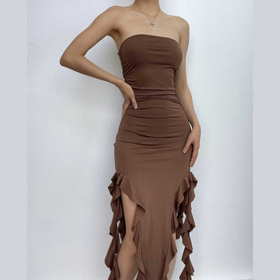 Black Ribbon Irregular Dress