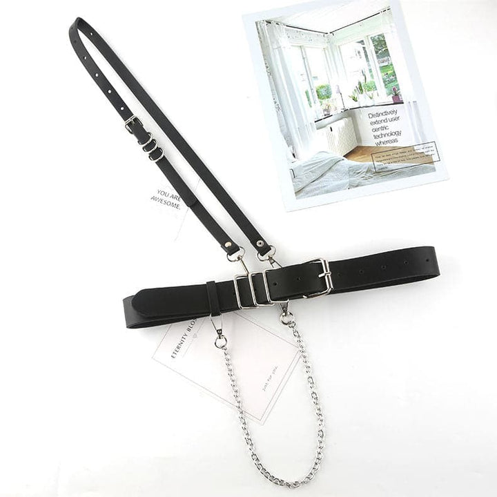 Buckle PU leather metal chain adjustable belt  | Festival Outfits Women