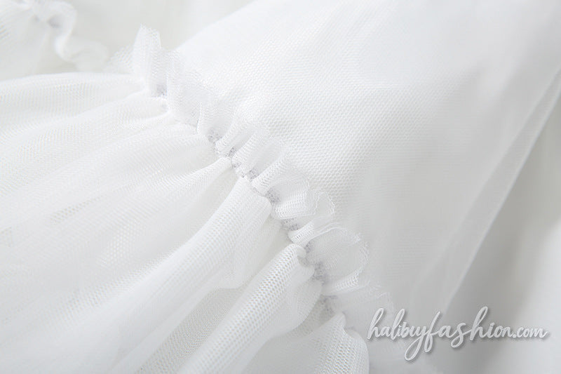 Ruched A line ruffle mesh solid mini skirt