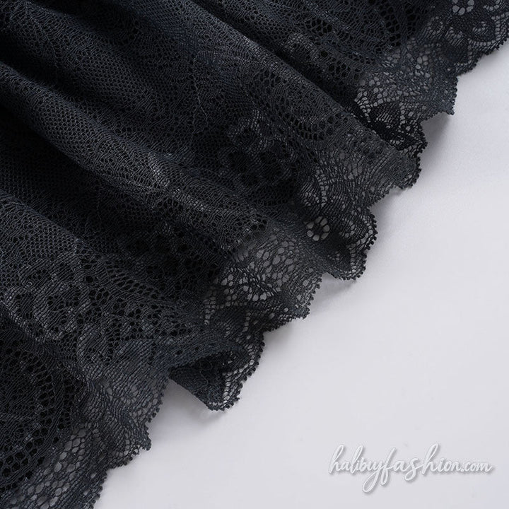 Ruffle bowknot lace hem A line mini skirt