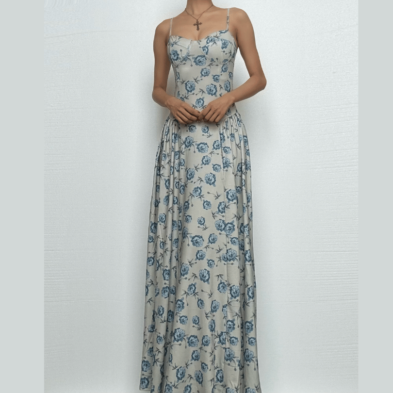 Sweetheart neck flower print cami maxi dress  | Festival Outfits Women