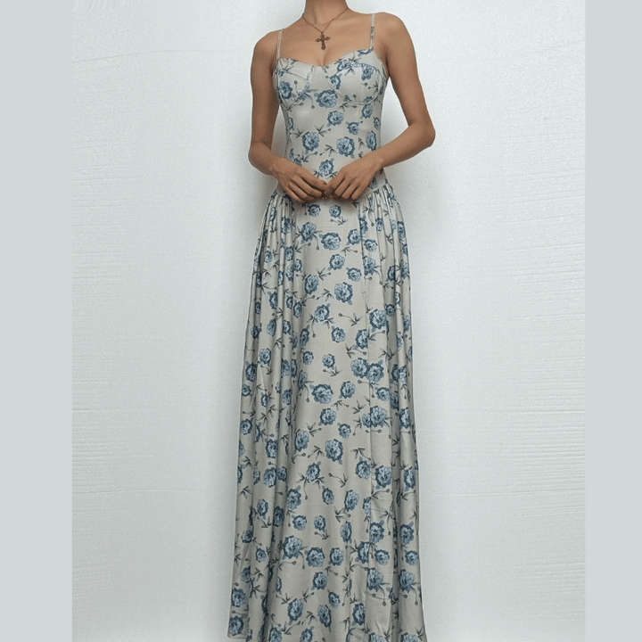 Sweetheart neck flower print cami maxi dress  | Festival Outfits Women