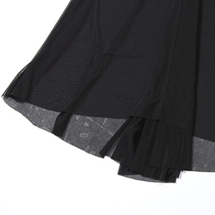 Ruffle u neck mesh solid cami maxi dress  | Festival Outfits Women