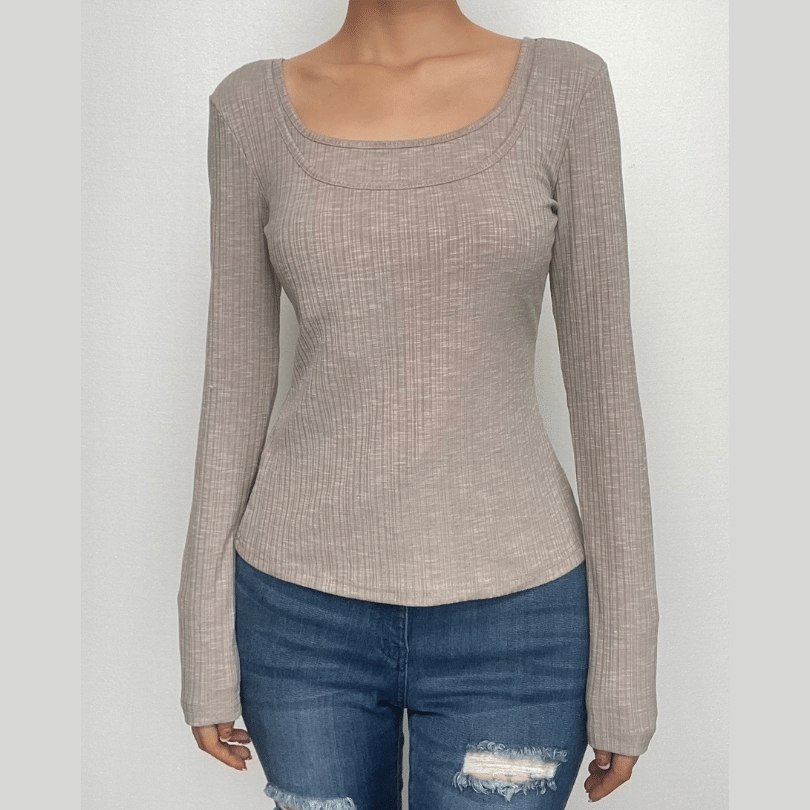 Long sleeve ribbed solid 2 piece top-final-sale  | Festival Outfits Women