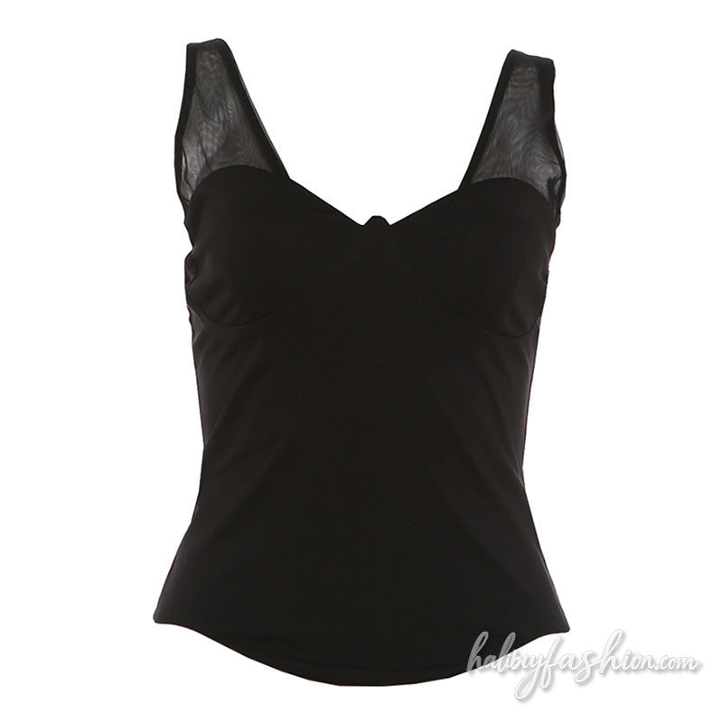 V neck backless bustier solid cami top