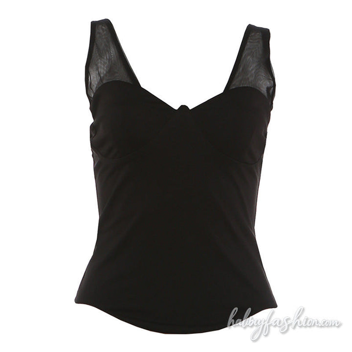 V neck backless bustier solid cami top