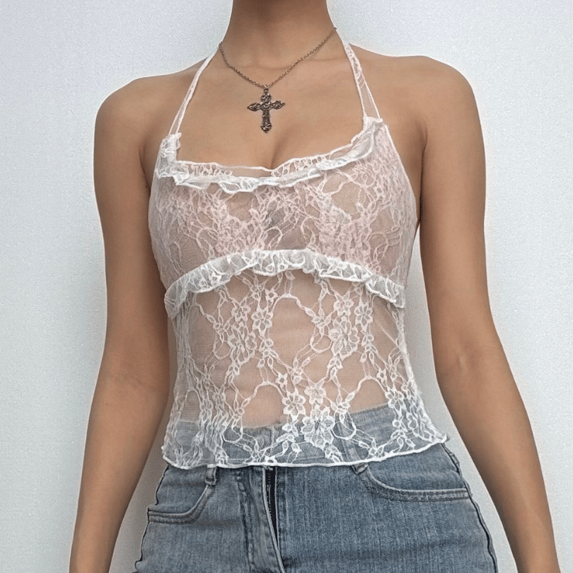Tufafin Ruffle na Halter U neck lace | Kayan Biki na Mata