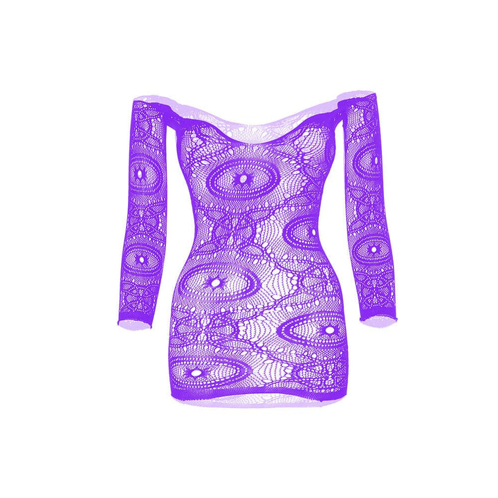 Long sleeve sheer lace solid mini dress  | Festival Outfits Women
