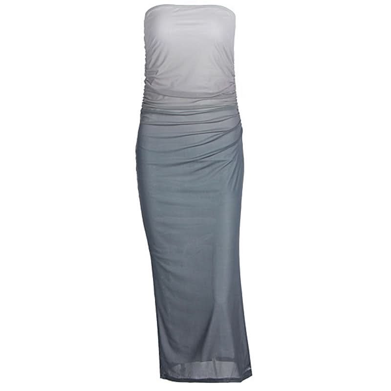 Gradient mesh ruched backless tube midi dress  | Festival Outfits Women