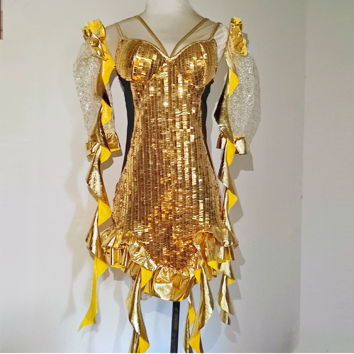 Metallic sweetheart neck ruffle glitter cami mini dress  | Festival Outfits Women