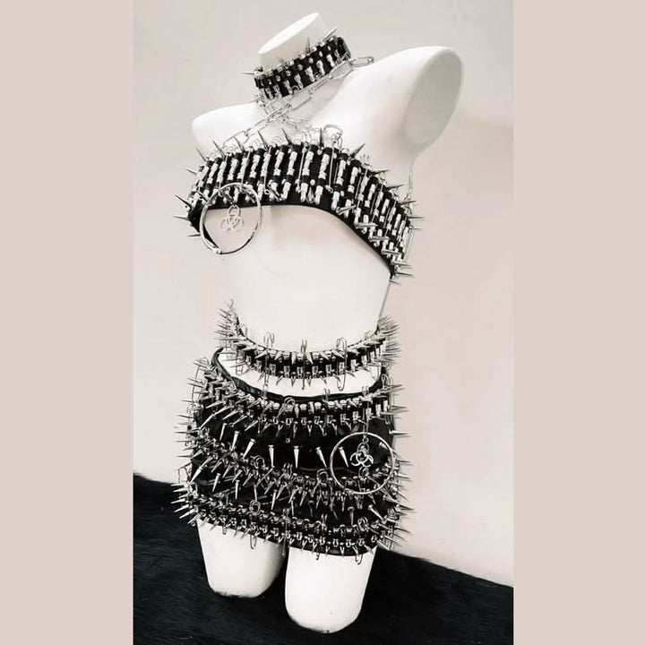 O ring rivet applique cross front belt top  | Festival Outfits Women