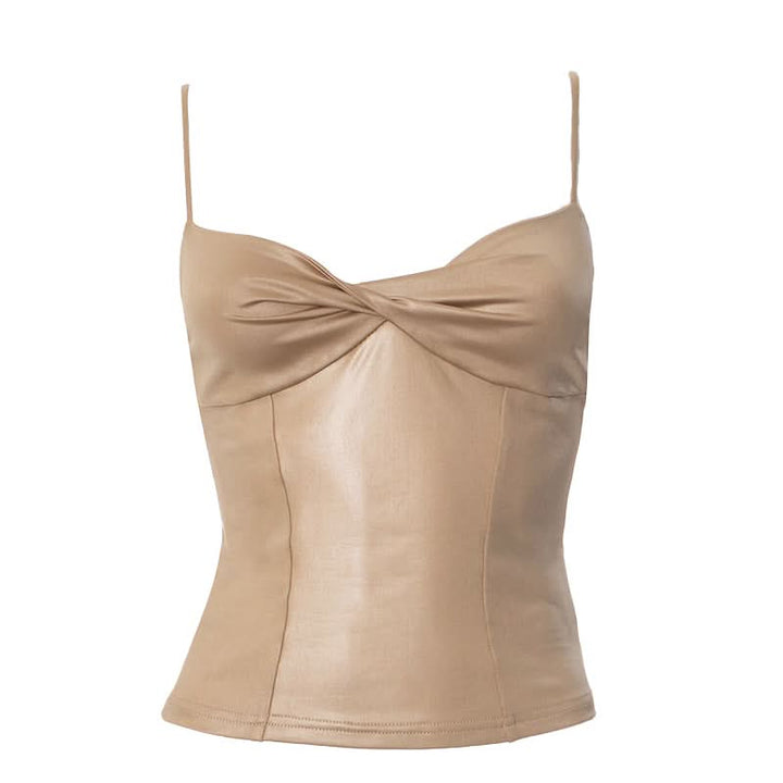 PU leather ruched cami top  | Festival Outfits Women