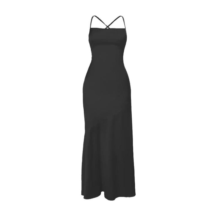 Cross back lace up satin cami maxi dress  | Festival Outfits Women