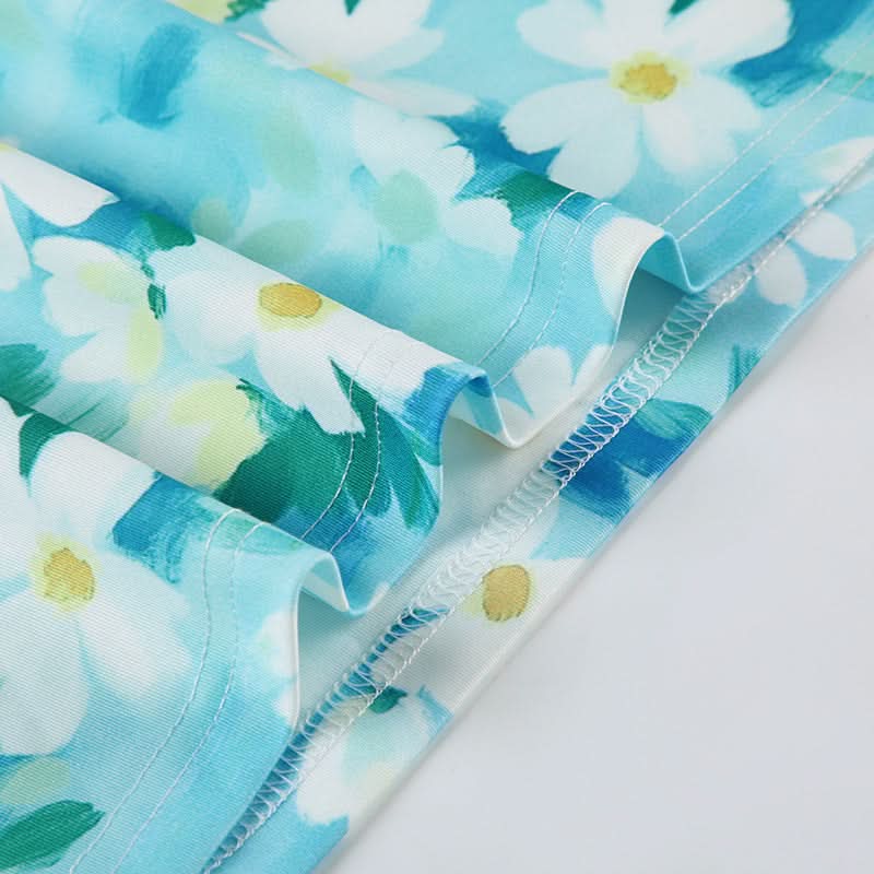 Flower print contrast mini skirt  | Festival Outfits Women