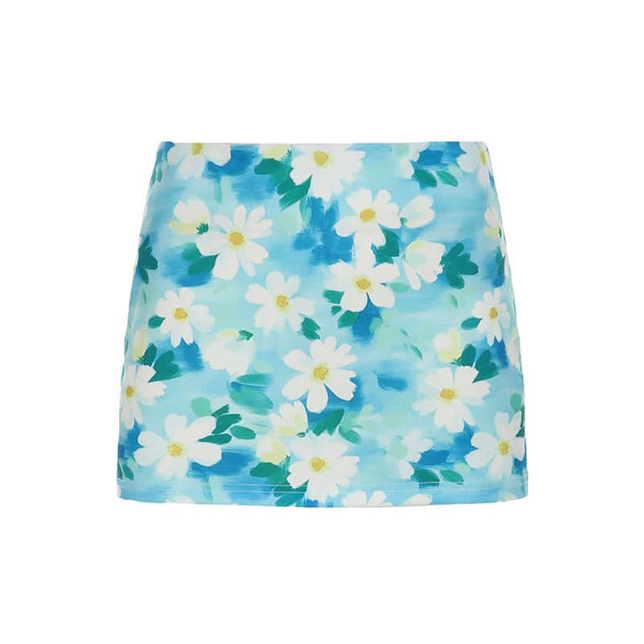 Flower print contrast mini skirt  | Festival Outfits Women