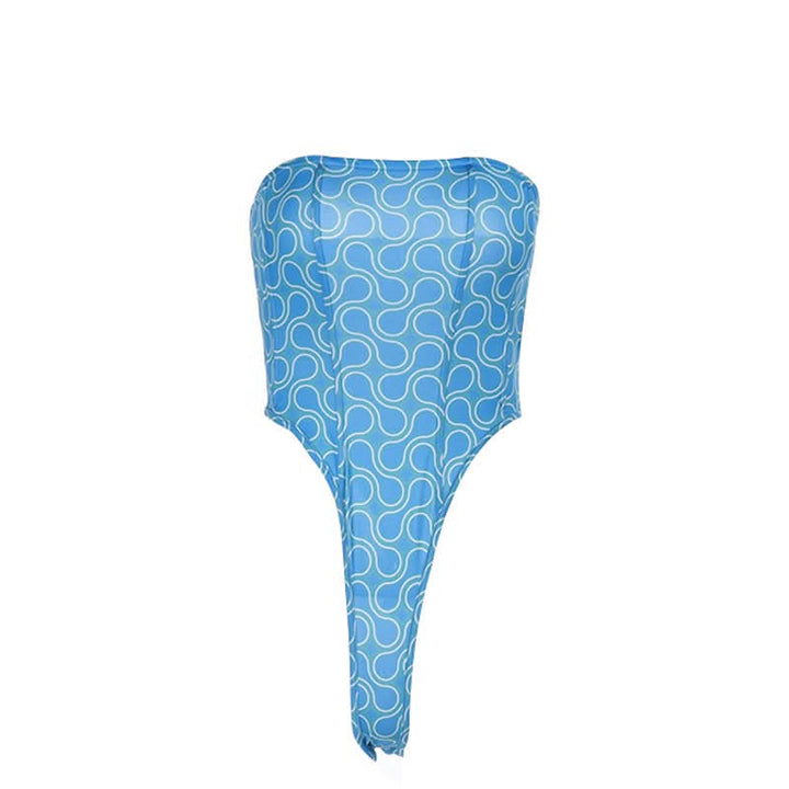 Print backless corset tube bodysuit  | Festival Outfits Women