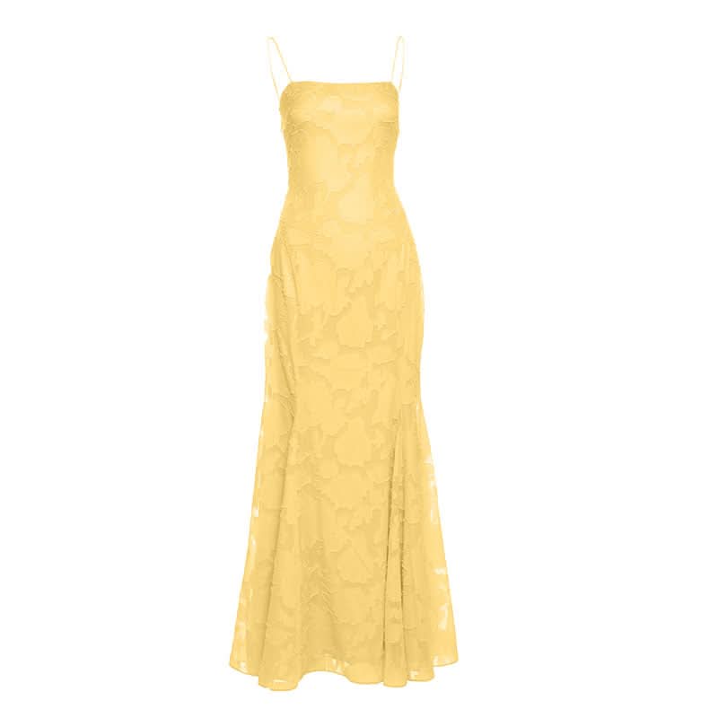 Square neck zip-up self tie spaghetti strap maxi dress  | Festival Outfits Women