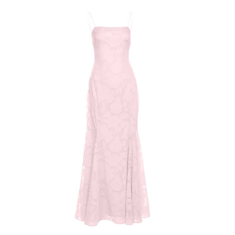 Square neck zip-up self tie spaghetti strap maxi dress  | Festival Outfits Women