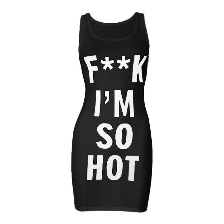 U neck letter print contrast tank mini dress  | Festival Outfits Women