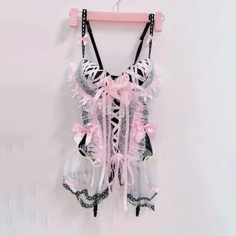 Bowknot ruffle lace hem cami top  | Festival Outfits Women