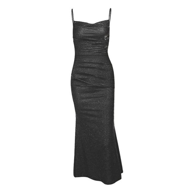 Ruched square neck backless cami midi dress  | Festival Outfits Women