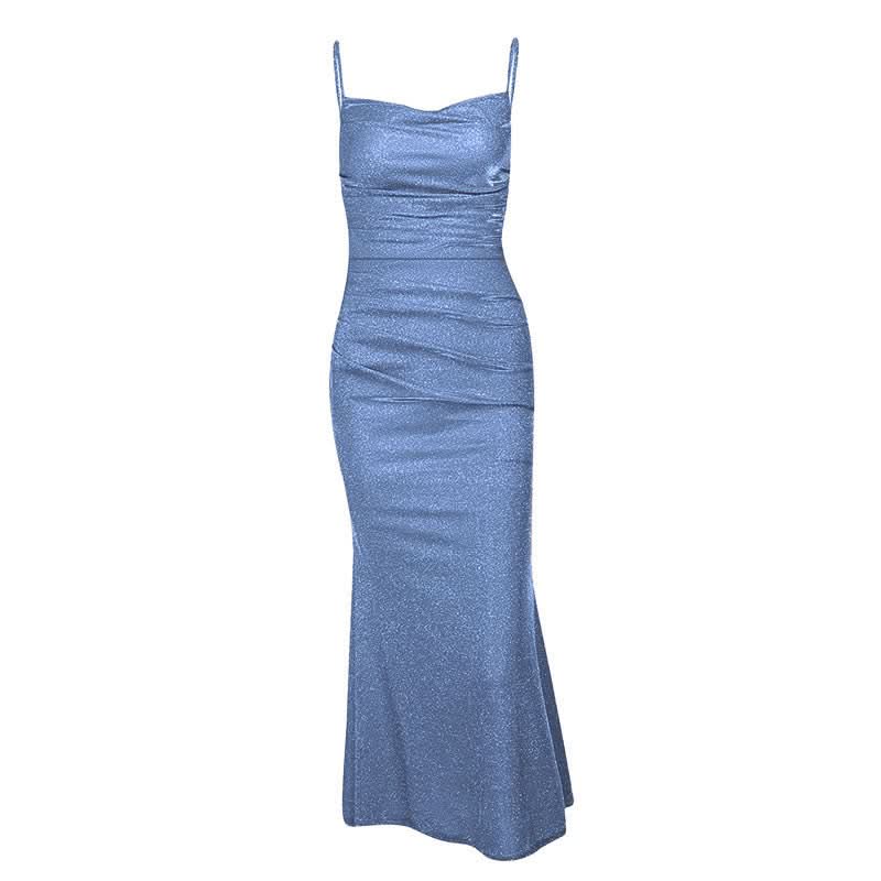 Ruched square neck backless cami midi dress  | Festival Outfits Women