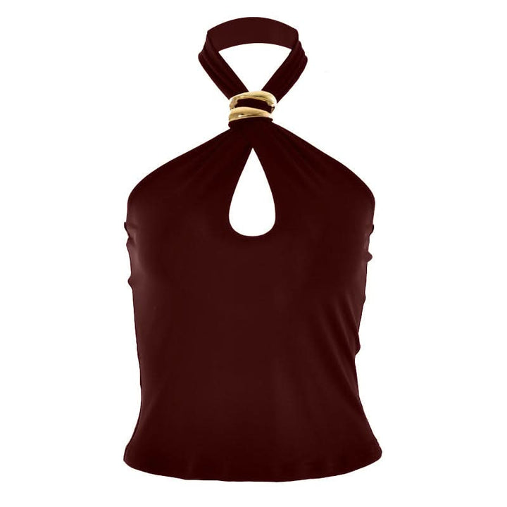 Halter metal ring hollow out cut out top  | Festival Outfits Women